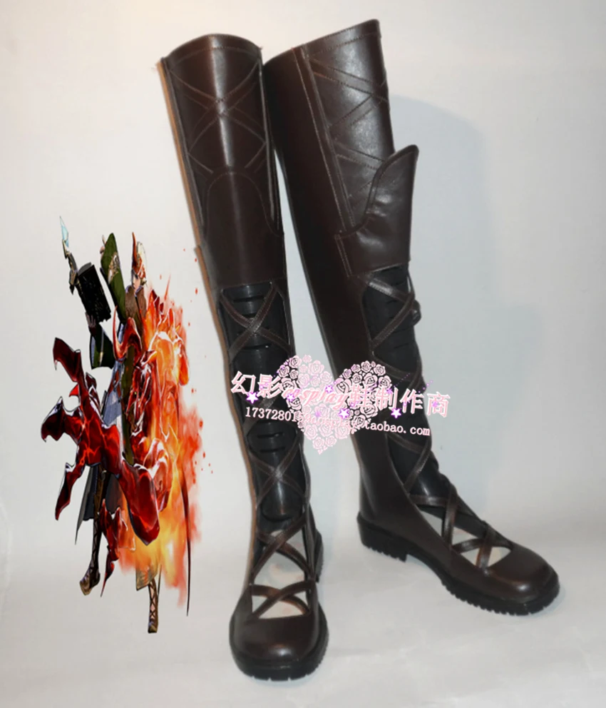 Final Fantasy 14 Summoner Black Long Halloween Cosplay Shoes Boots H016