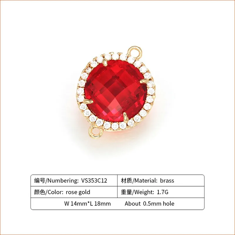 ZHUKOU 14x18mm Mooie Messing Zirconia Ronde Kristal Connectors voor Ketting Handgemaakte sieraden maken bevindingen model: VS353