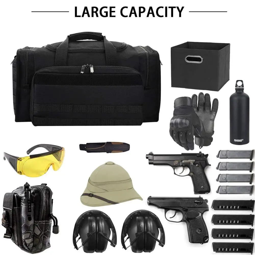 Tactical Gun Range Bag Shooting Duffle Bags for Handguns Pistols with Lockable Zipper and Heavy Duty Antiskid Feet(Camouflage)