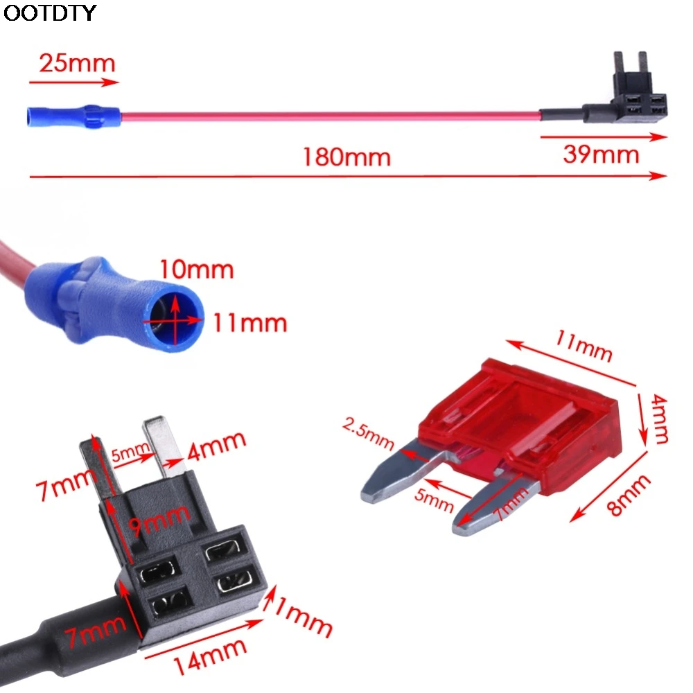 OOTDTY 5Pcs Mini ATM Fuse Adapter tap Dual Circuit Adapter Holder For Car Auto Truck