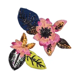 Export USA High Quality Shining Diamond Sequins Leaves Flower Patches for Clothes DIY Accessories