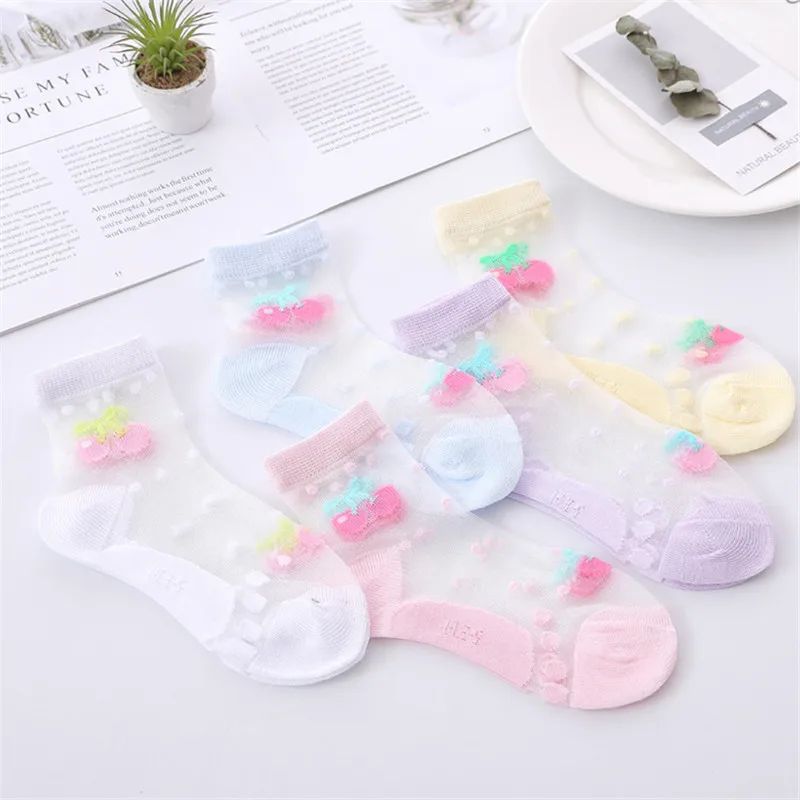 5 Pairs/Lot Girls Socks Summer Breathable Children Short Ankle Socks For 1-12 Years Kids Soft Cotton Lace Princess Mesh Socks