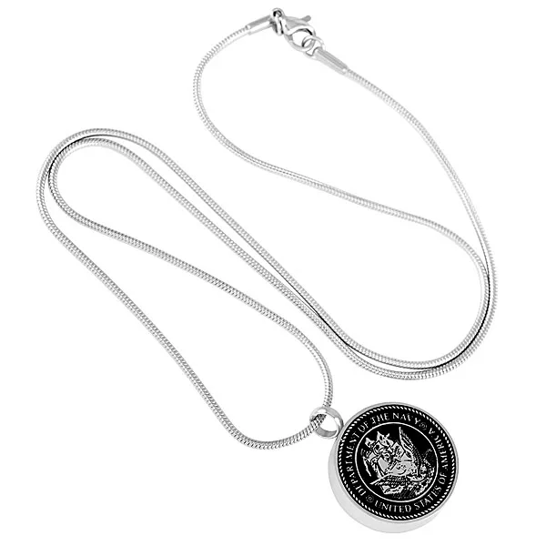 IJD8418 Round Stainless Steel Keepsake Pendant Men,United States Army with Bald Eagle Memorial Urn Necklace Cremation Jewelry