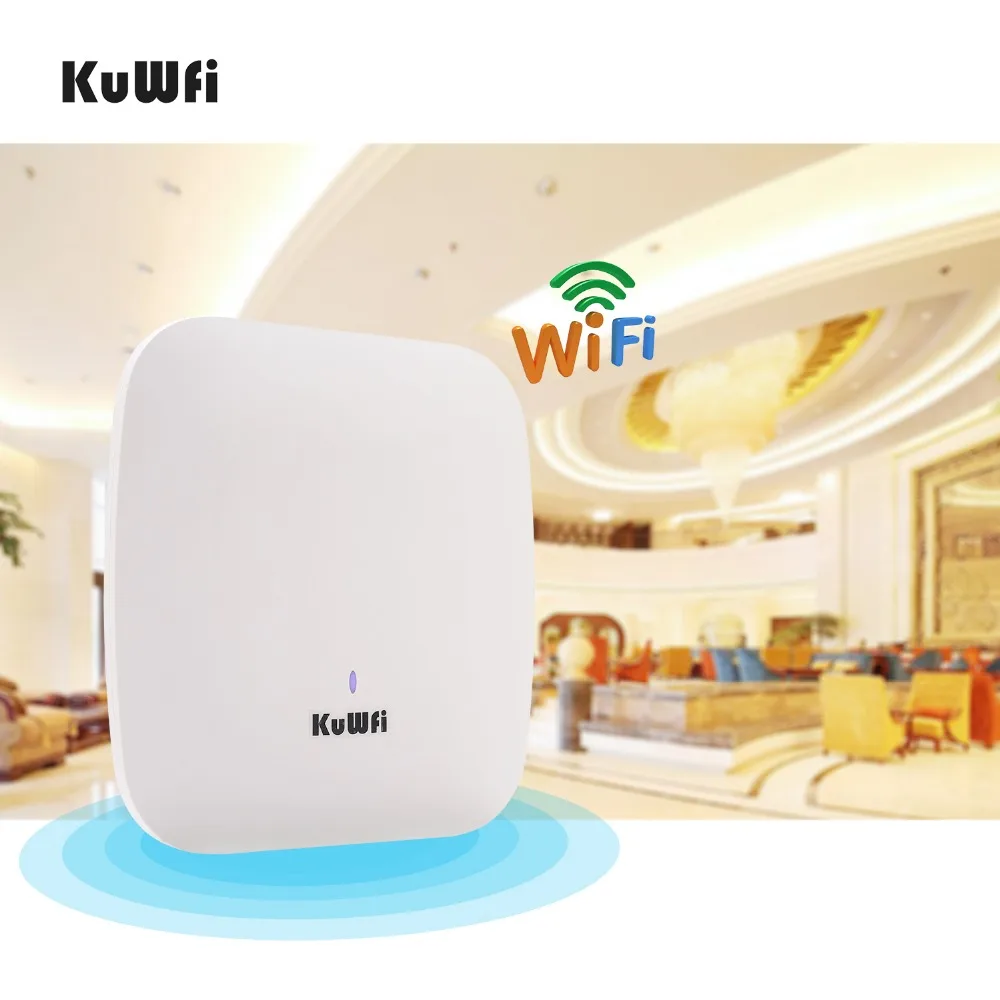 KuWFi 1200Mbps Wifi Router Indoor Wireless Ceiling Access Points Wireless AP Managed Ceiling-Mount  Up to 32user With 48V POE