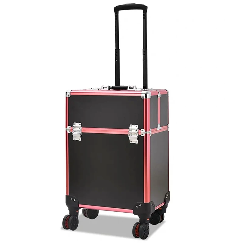 Women New upgrade Trolley Cosmetic case Suitcase on Wheels,Nails Makeup Toolbox, Men Multifunction Beauty Box Rolling Luggage