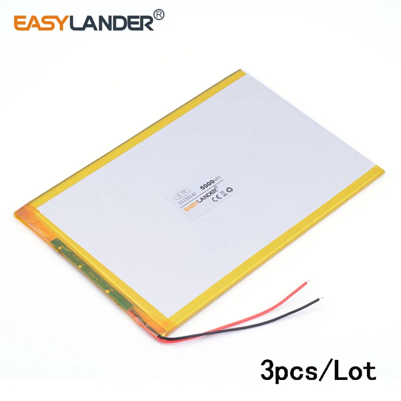 

3pcs /Lot 35100145 5000mAh 3.7v lithium Li ion polymer rechargeable battery for tablet pc 9.7 inch 10.1 inch speaker cell phone