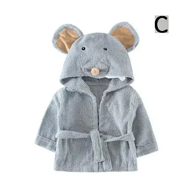 Wearable Cotton Fabric Hooded Bath Towel, Animal Model Baby Bathrobe, Cartoon Kids Bath Robe, Infant Children Pijamas Home Dress