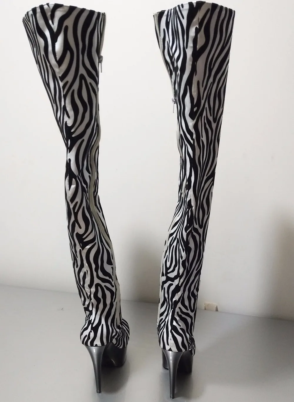 15cm elegante material de cor zebra sapatos de salto alto, modelo pólo dança desempenho boate 6 polegadas botas sexy