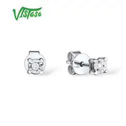 VISTOSO Pure 14K 585 White Gold Sparkling Illusion-Set Miracle Plate Diamond Earrings For Women Fashion Trendy Fine Jewelry