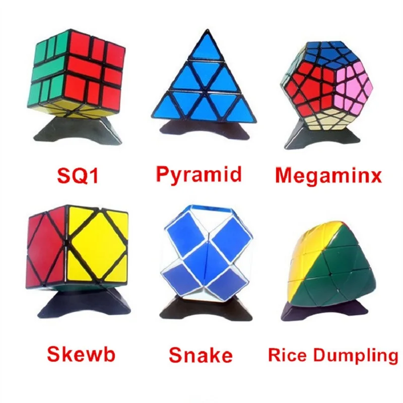 6pcs/Set Shengshou White Base Strange-shape Puzzle Cube Speed Twist Puzzle Bundle Pack Cube PVC&Matte Stickers Cubo Puzzle