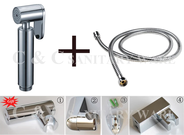 Gift! Wholesale - Free Shipping, Brass Toliet Shower Wall Mounted Chrome Shattaf Bidet A2011S