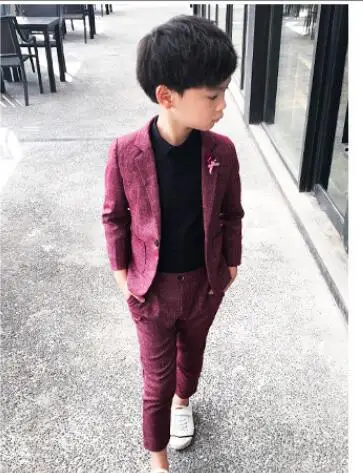 Autumn Kids Blazer Baby Boys Suit Jackets Spring Cotton Coat Pants 2 Piece Boy Suits Formal For Wedding Chlidren Clothing
