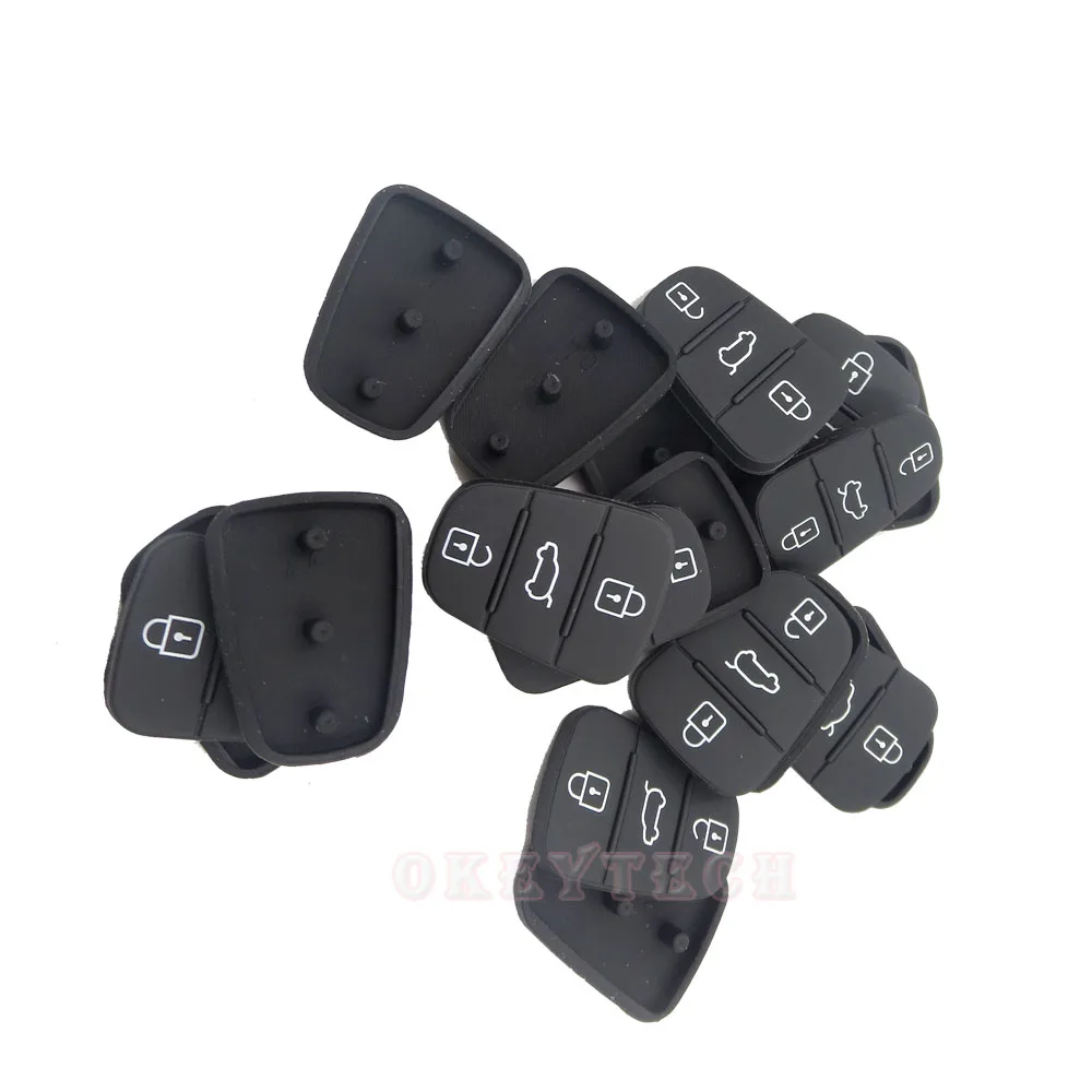 OkeyTech 50pcs/lot 3 Button Remote Key Rubber Case Button Pad For Hyundai I30 IX35 I20 For kia key pad silicone Free Shipping