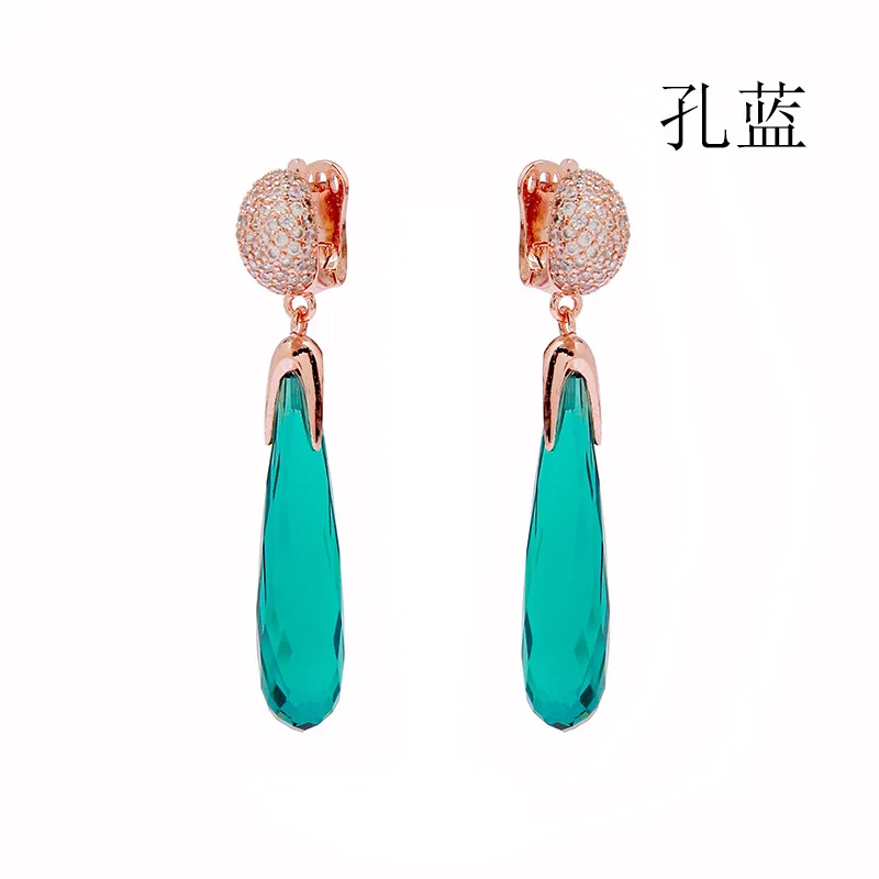 Rose Gold Color Green Crystal Earrings