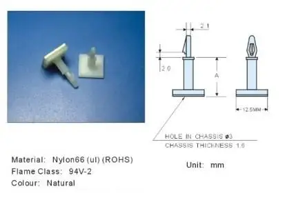 Bâton en plastique Nylon HC11, 100 pièces, entretoise PCB, support de trou de 3mm, verrouillage, clips fixes