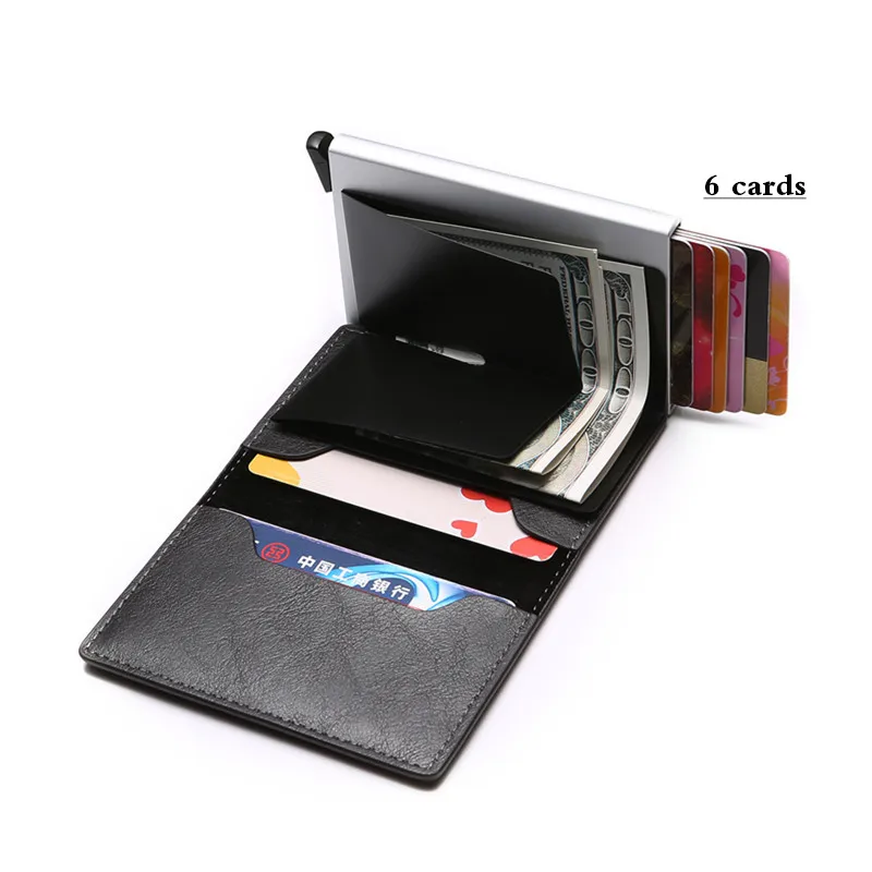 Antitheft Men Vintage Credit Card Holder Blocking Rfid Wallet Leather fashion Security Information Metal Purse Holde wallet card