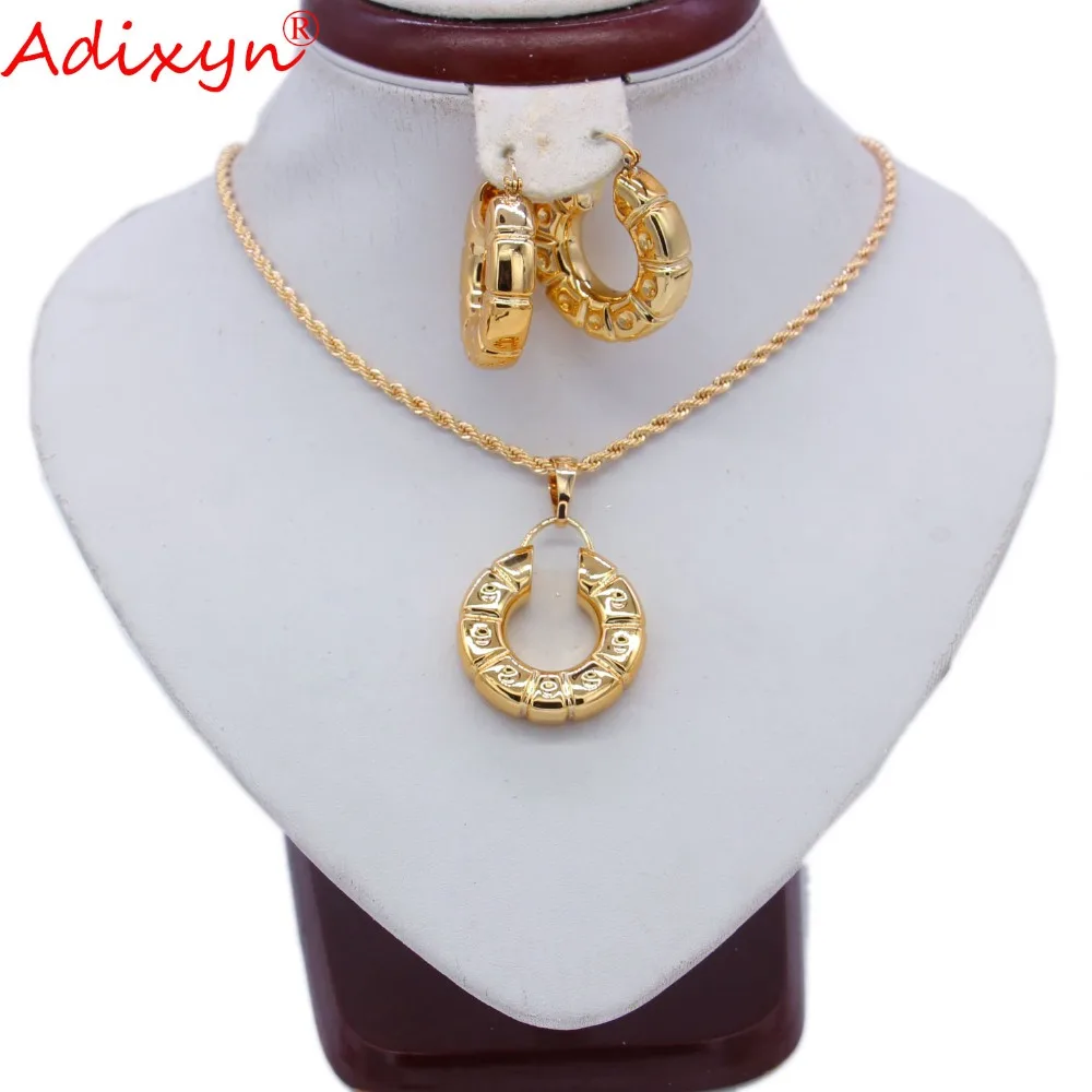 

Adixyn Dubai Jewelry sets For Women Rose Gold Color African Nigerian Wedding Fashion Earring/Necklace/Pendant Jewelry N10228