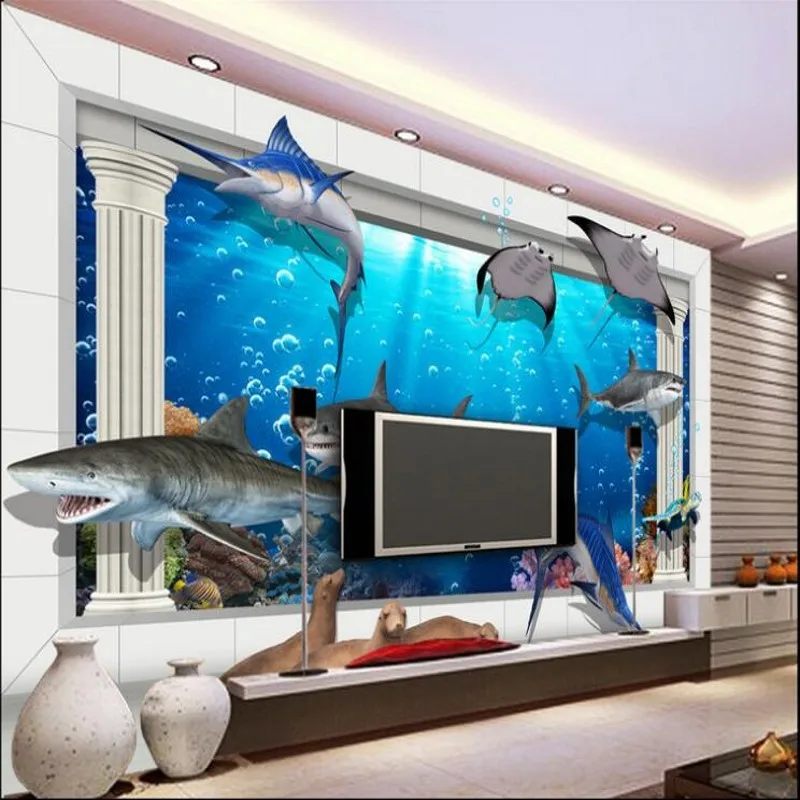 

wellyu Custom large frescoes underwater world 3d three - dimensional palace romas TV background wall non - woven wallpaper