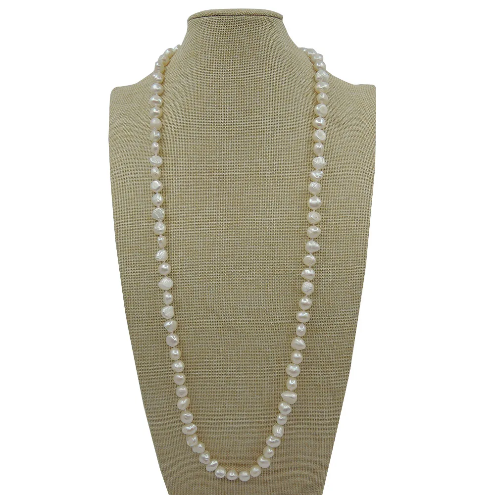 100% NATURE FRESHWATER PEARL 90 CM LONG   NECKLACE-9-10 mm Baroque big  shape