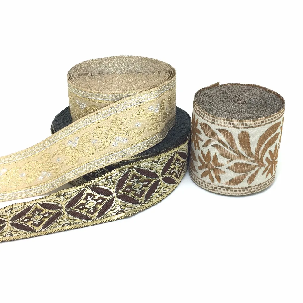 10YARD/LOTS 27MM 32MM 50MM Woven Jacquard Ribbon Embroidered flower not cotton ribbon Plant a large number of inventory