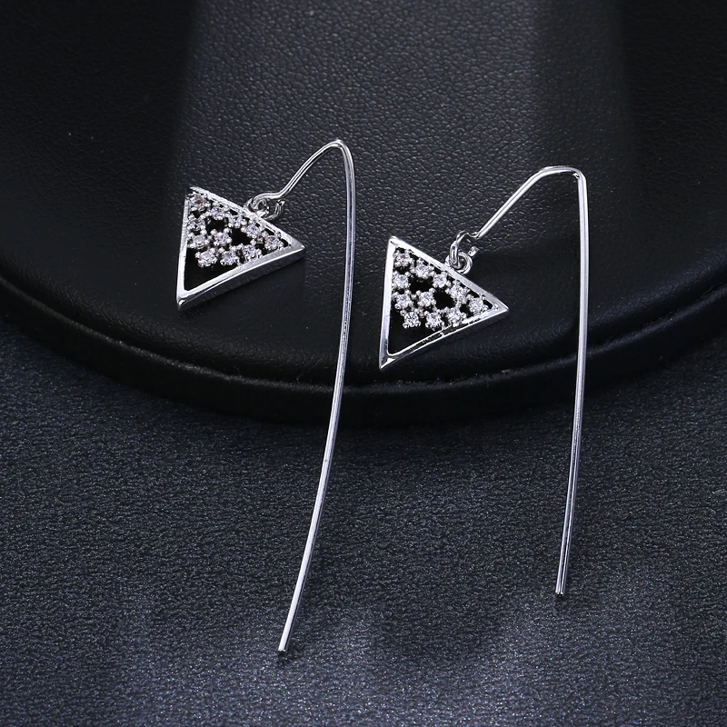 Bettyue Brand Fashion Charm Geometric Cubic Zircon White Gold Long Jewelry Earrings For Woman European Style Wedding Party Gifts