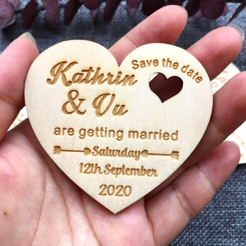 Wooden Wedding Gift Tag with Magnets, Save the Date, Bridal Shower, Wedding Decoration, Guest Souvenir