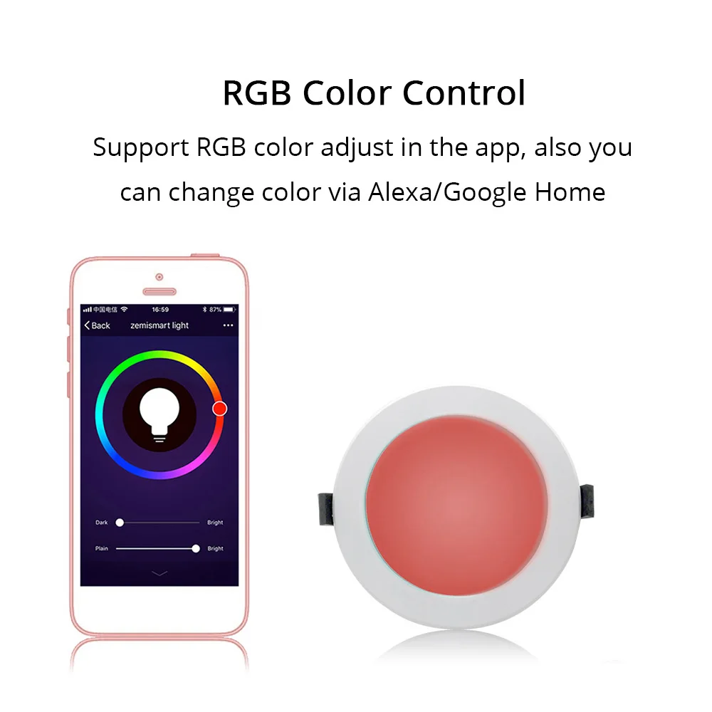 Zemismart 3.5 pollici 10W WiFi RGBCW Led Downlight controllo vocale di Alexa Echo Google Home Assistant domotica