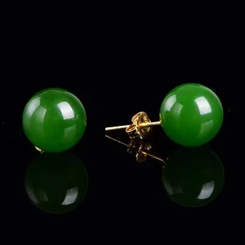 18k gold inlaid natural jade earrings