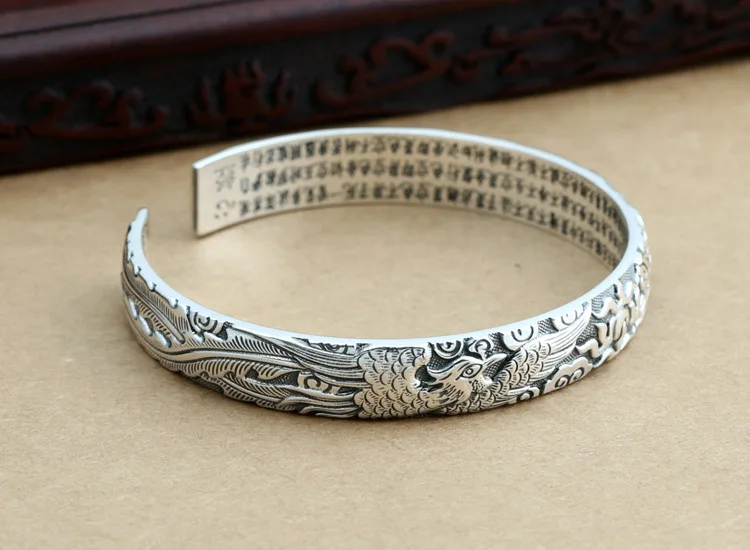 Thai silver fashion longfeng propitious to restore ancient ways men and women lovers in sterling silver bracelet