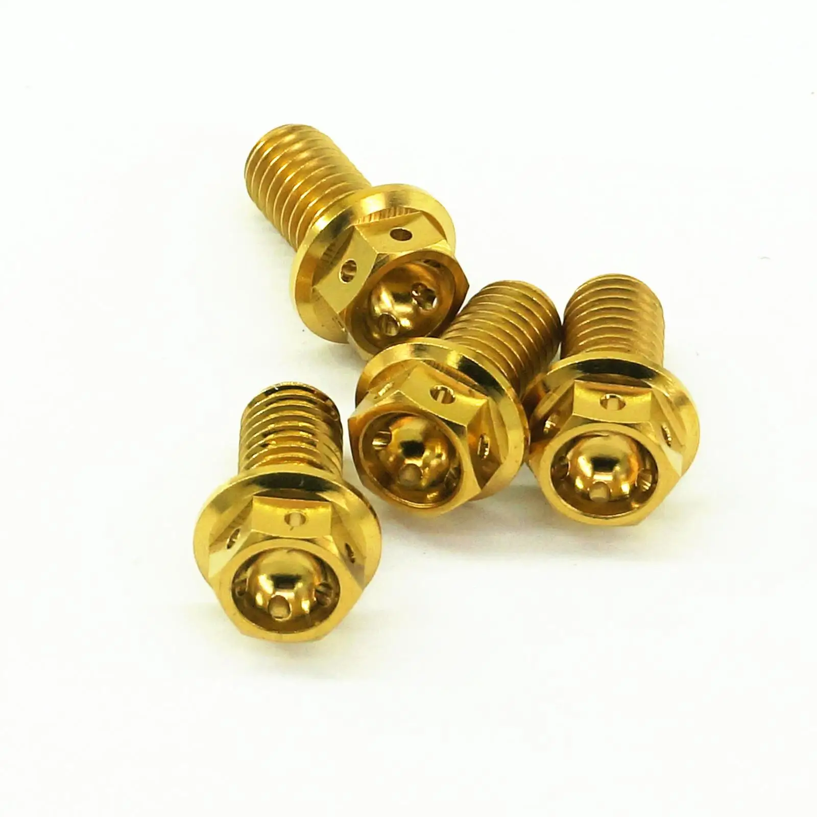 

LOT 4 M8x1.25x15mm Golden GR5 Titanium Motorcycle Flange Screw Bolts Hex Concave Head Hollow