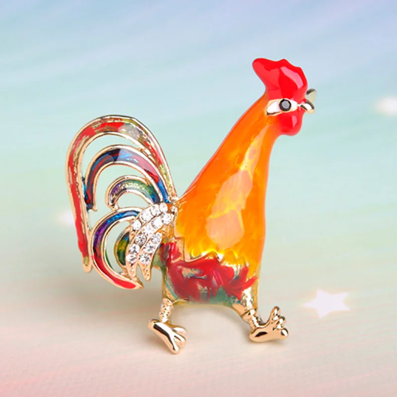 Kawaii لطيف الحيوان دبابيس دبابيس موضة النساء المينا الحجاب اكسسوارات Collares الأحمر الديك بروشيس قبعة سترة سترة Broches