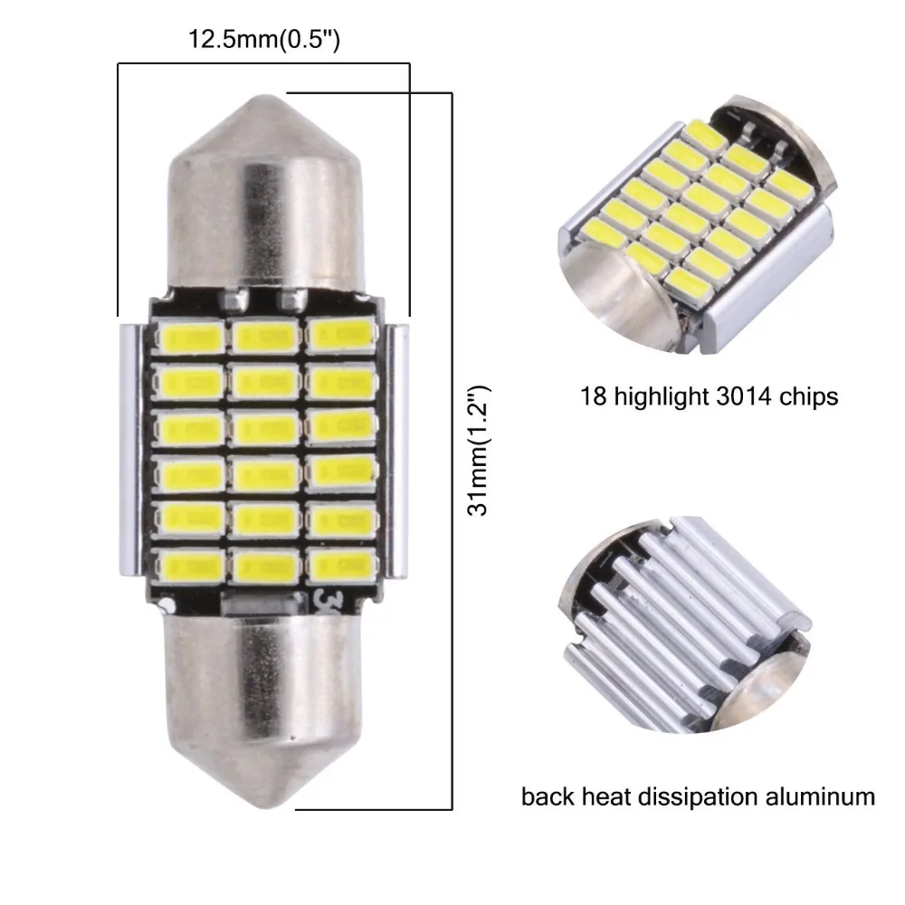 2PCS C5W Interior Led Lights 3014 18 27 30 33 smd 12V Canbus Error Free 31mm 36mm 39mm 41mm Festoon Dome Reading LED Lamps Light