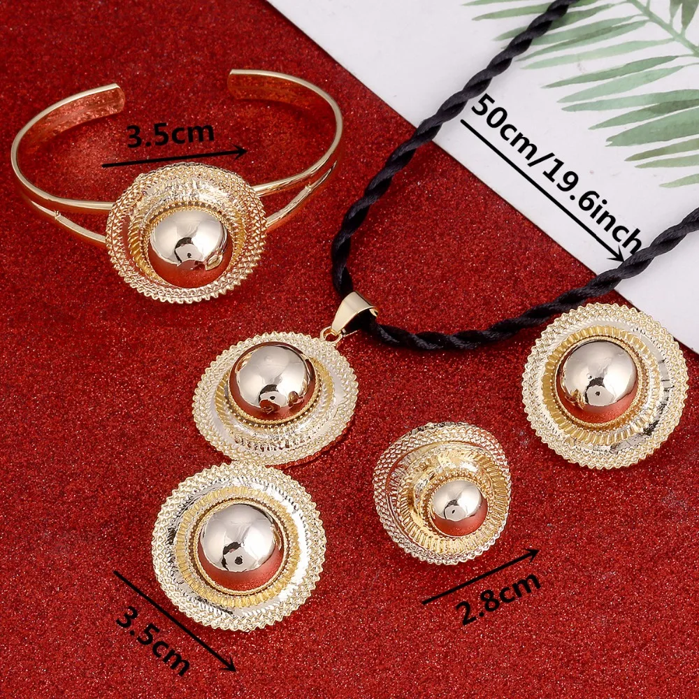 Gold Color Ethiopian Wedding Jewelry Sets Ethnic Habesha Traditional Festival Africa Women\'s Jewelry