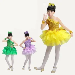 Children's Latin dance costumes girls sequins modern dance performance costumes kindergarten dance clothes dance skirt