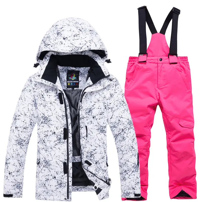 Children\'s Snow Suit, Snowboard Clothing Sets, Outdoor Sports Wear, Ski Coat and Strap Pant, Kids Costumes, Boy and Girl