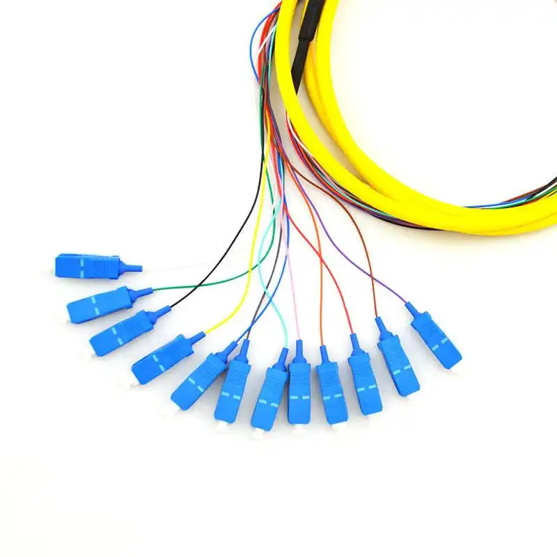 SC UPC 12 cores Single-mode Fan-shaped fiber pigtail LSZH 12core Bundle shaped fiber optic pigtail