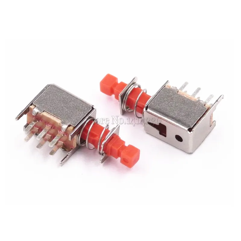 10Pcs Directly key switch A03 PS-22F03 6pins No Lock Reset switch Red