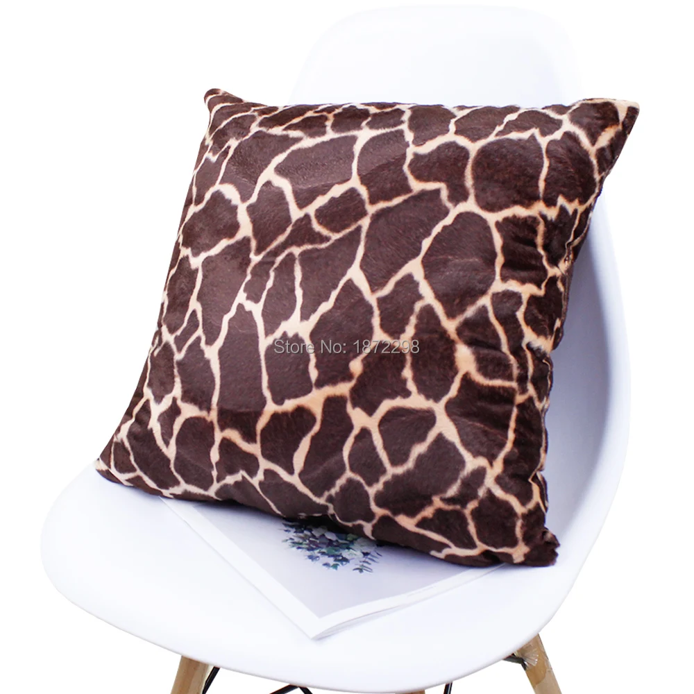 Custom 45x45 / 60x60cm Short Plush Leopard Print Cushion Cover Living Room Sofa Bed Decorative Pillow Cover