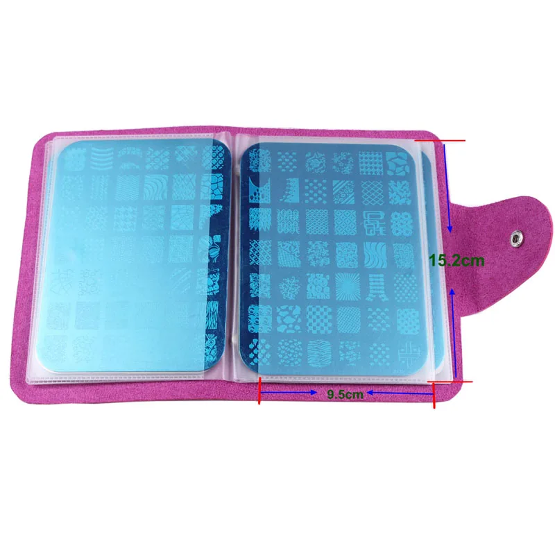 16Slots Green Stamping Plate Holder 9.5*14.5cm Nail Art Stamp Template Case Rectangle Nail Art Plate Organizer Empty Storage Bag