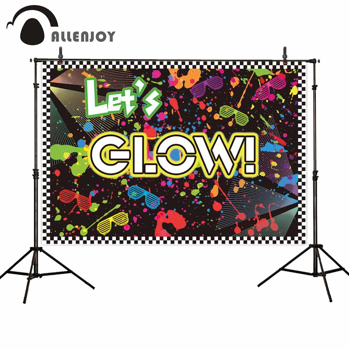 Allenjoy-Fondo de fotografía profesional, lámpara de escenario brillante, graffiti fresco, gafas de colores, fotomatón