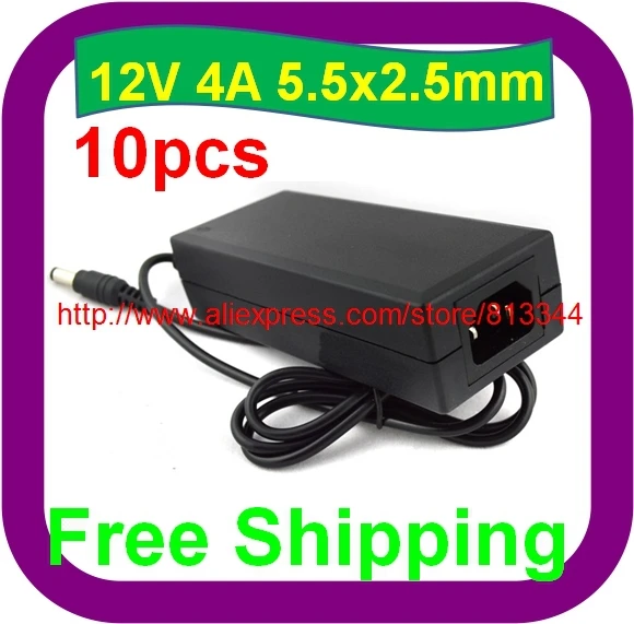 10 pcs Free Shipping AC 100-240V 48W 12V 4A Power Supply Adapter LED Light Power