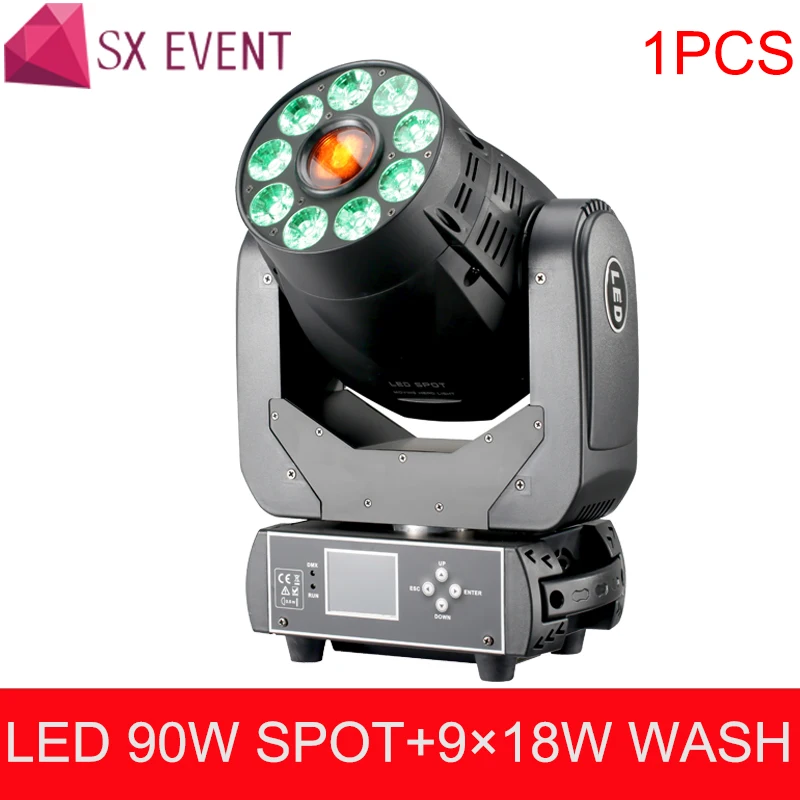 

led 90w spot moving head light 90w+9x18w rgbwa uv wash 2 in 1 moving heads DMX512 6 in 1 spot wash led light 3 face prism