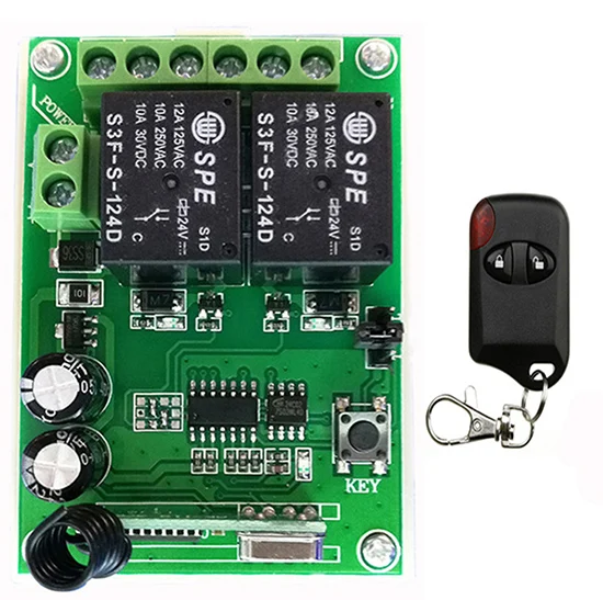 DC24V 2CH Wireless Remote Control Switch System Receiver+cat eye Transmitters for Appliances Gate Garage Door shutters/ lamp