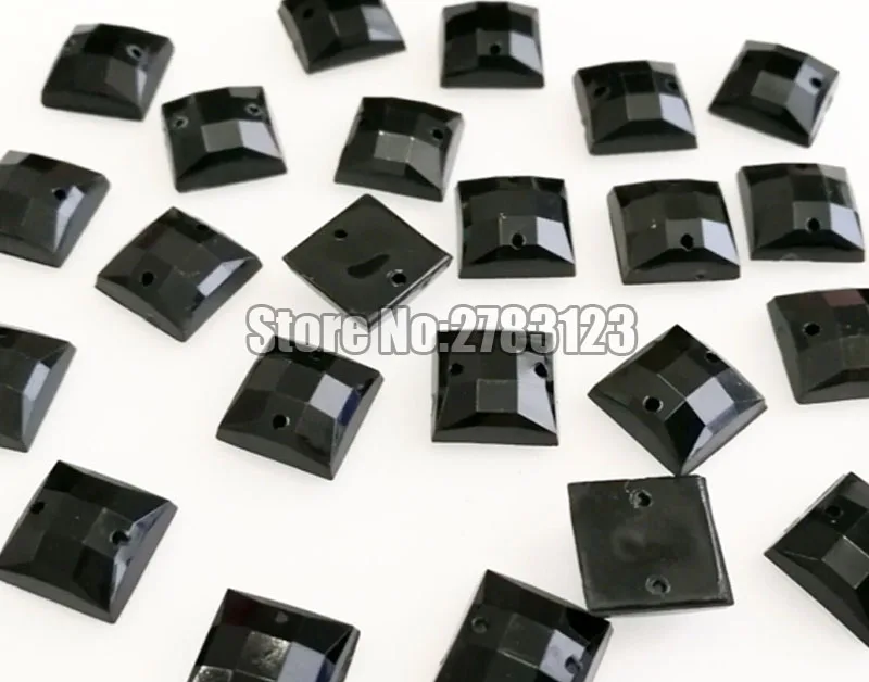 50pcs Black square Superior quality Acryl sew on rhinestones with two holes,diy/clothing accessories SWYS02