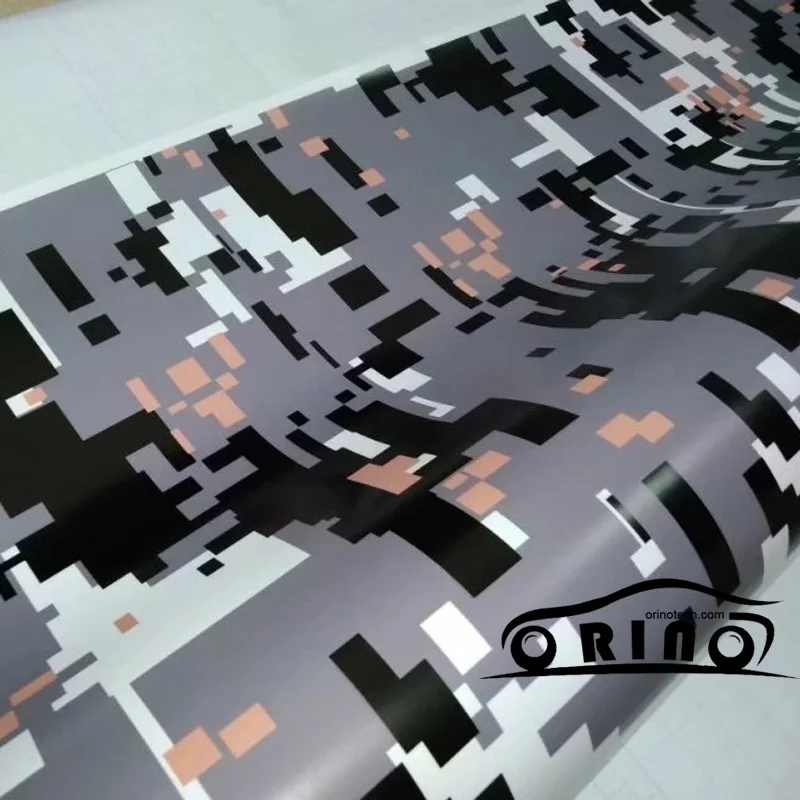 

ORINO Digital Black Grey Vinyl Film Wrapping Car Sticker Decal With Air Bubble Free Pixel Grey Camouflage Vinyl Film Foil