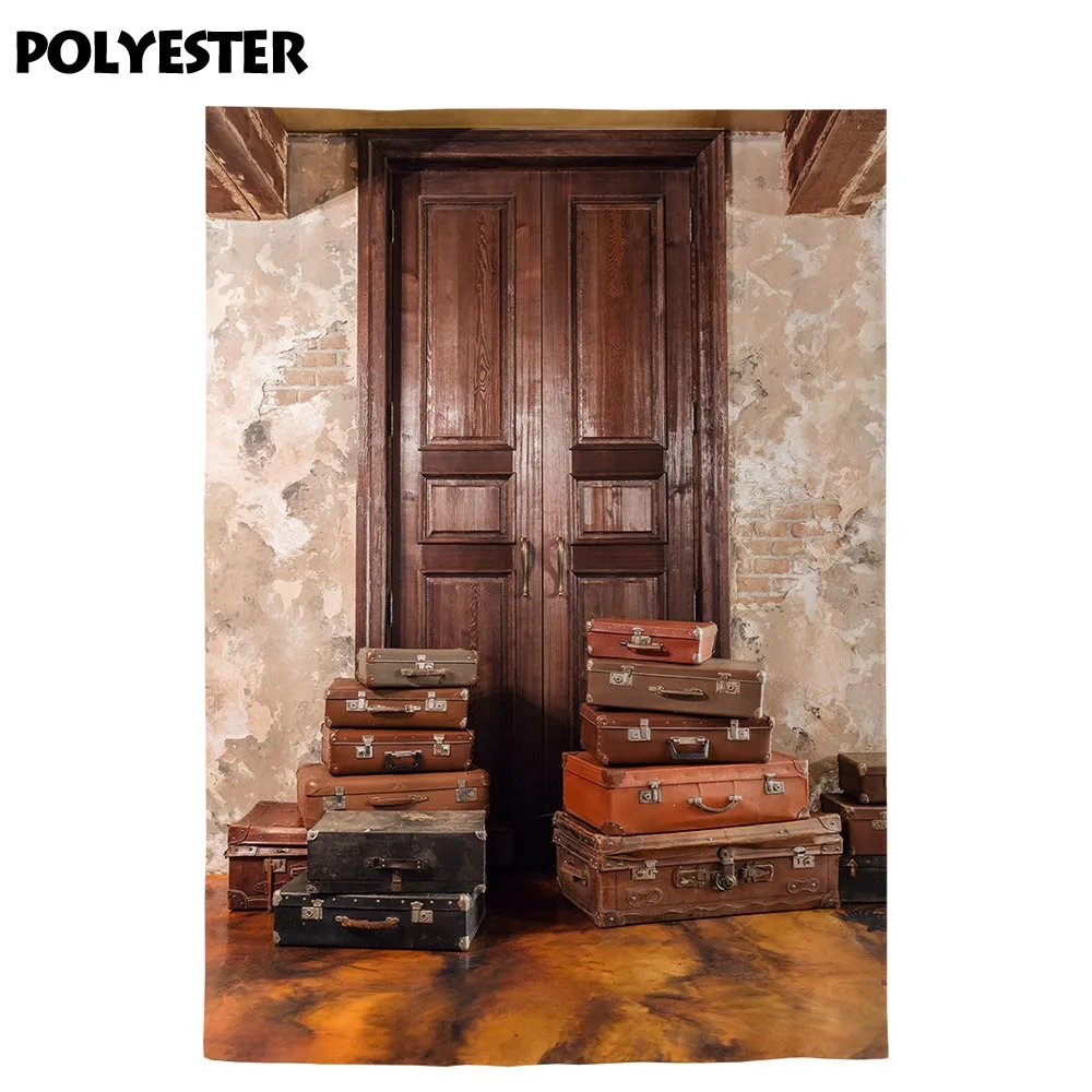 Allenjoy 사진 배경 여행 가방 빈티지 나무 문 배경 photocall photobooth 스튜디오 사진 작가