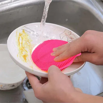 

Silicone cleaning brush vegetables and fruits clean circular silicone brush multifunctional silica gel dishwashing brush