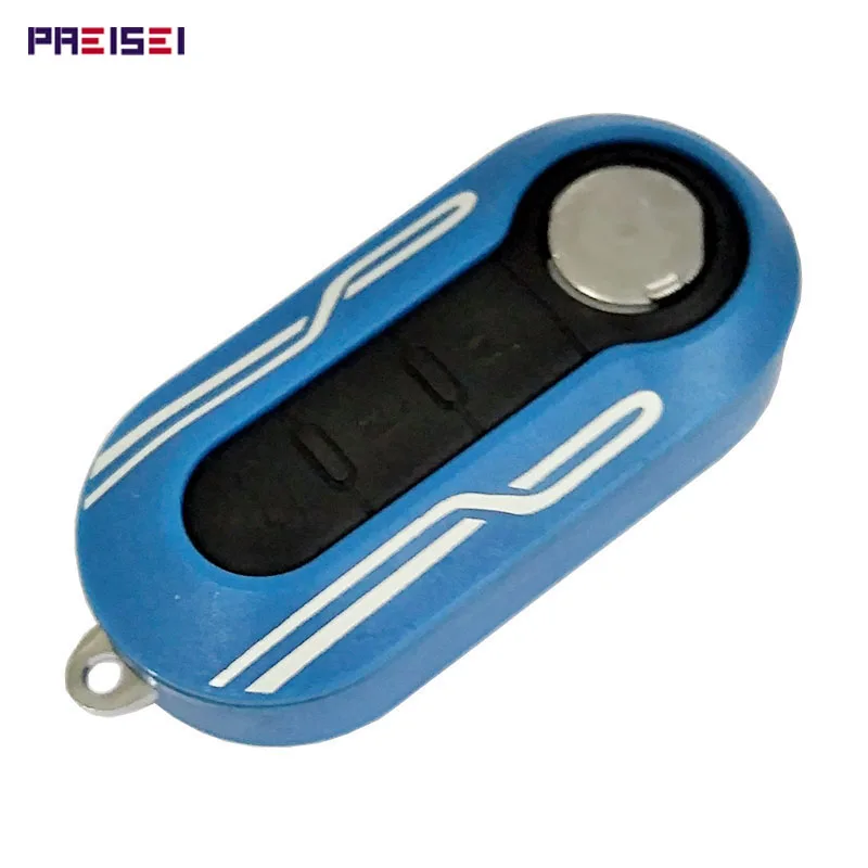 

PREISEI Blue Car Flip Remote Key Shell Fob For Fiat 500 Key Replacements