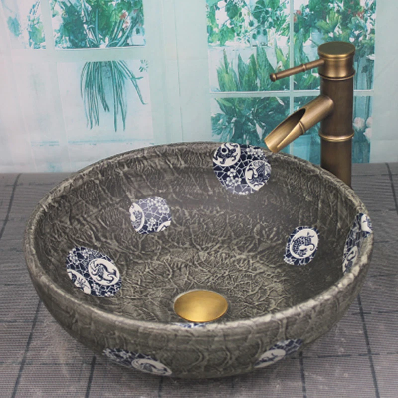 Bathroom Porcelain Ceramic Vessel Sink bath wash Basin artificial basin