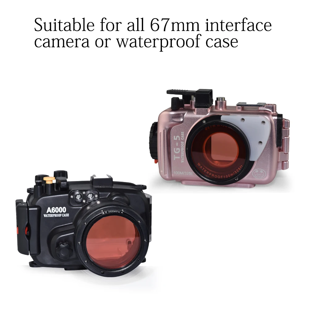 Hight Quality 67mm Circular Polarizer Camera Red Filter Color Light Remedy Underwater Diving Lens Conversion With Thread Mount